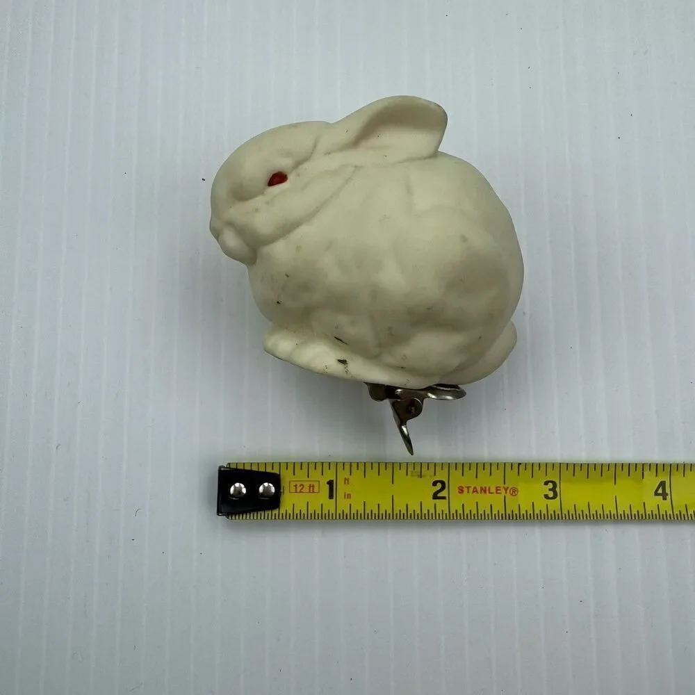 Lefton China Easter Bunny Trinket Box Pink Egg w Carrot Vintage